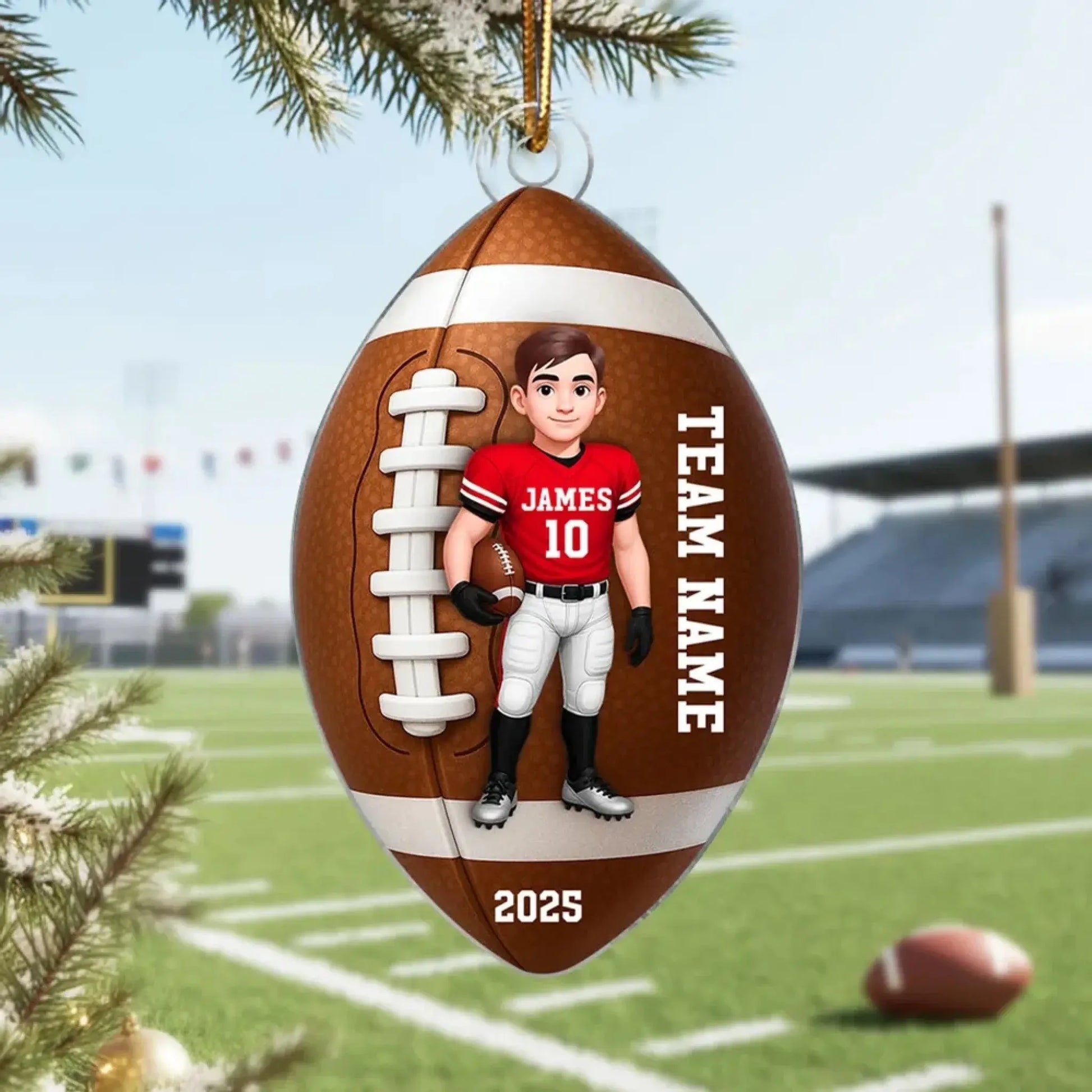 Football Boy 3D Effect – Personalized Acrylic Ornament – Custom Football Christmas Gift for Son, Teen Boy, Grandson  Ezcustomize