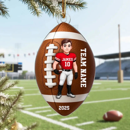 Football Boy 3D Effect – Personalized Acrylic Ornament – Custom Football Christmas Gift for Son, Teen Boy, Grandson  Ezcustomize