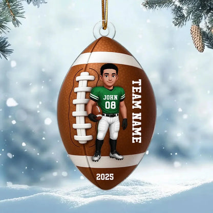 Football Boy 3D Effect – Personalized Acrylic Ornament – Custom Football Christmas Gift for Son, Teen Boy, Grandson  Ezcustomize
