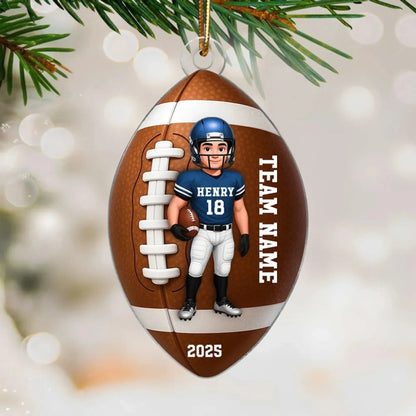 Football Boy 3D Effect – Personalized Acrylic Ornament – Custom Football Christmas Gift for Son, Teen Boy, Grandson  Ezcustomize