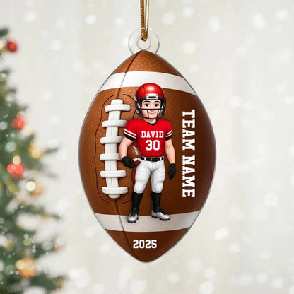 Football Boy 3D Effect – Personalized Acrylic Ornament – Custom Football Christmas Gift for Son, Teen Boy, Grandson  Ezcustomize