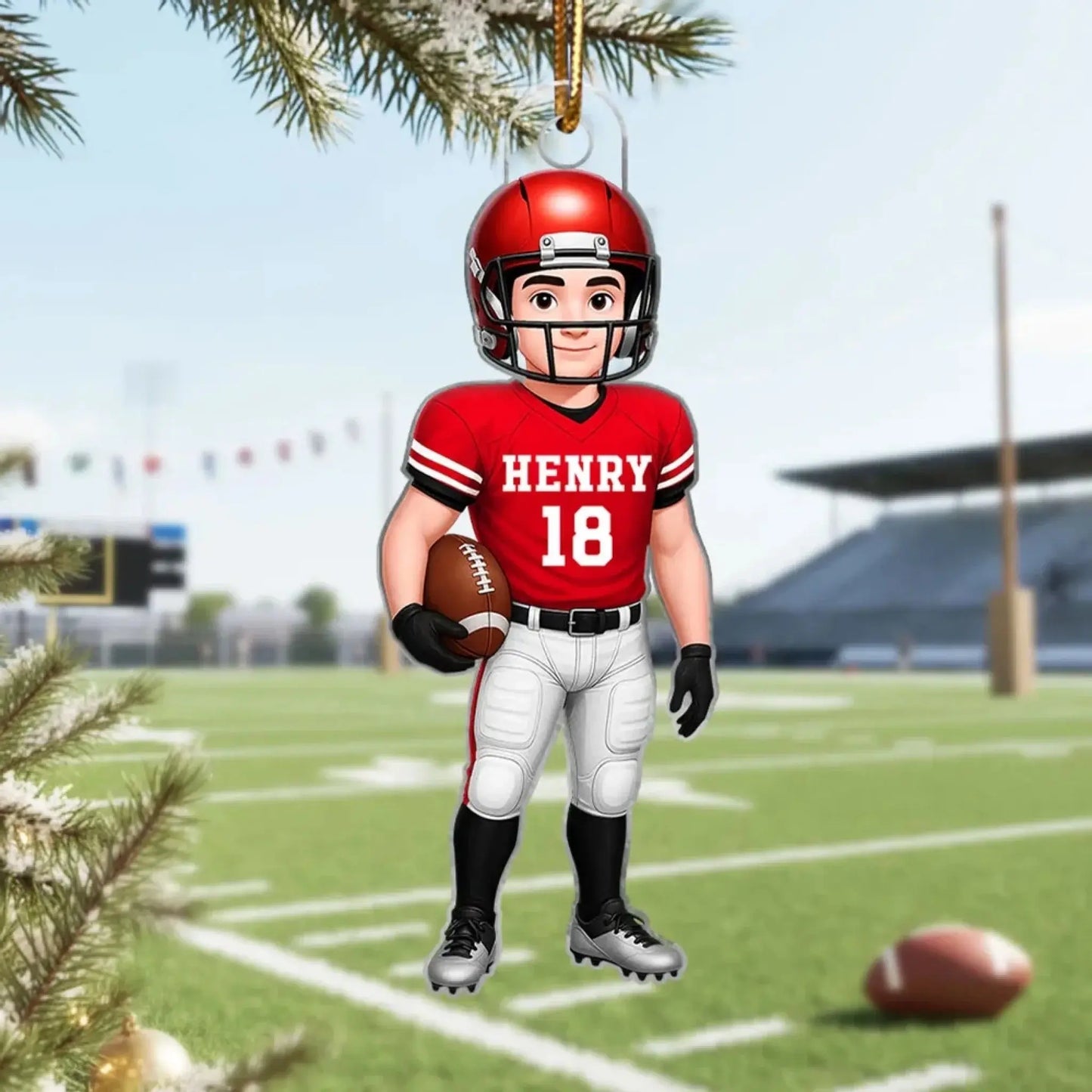 Football Boy 3D Effect – Personalized Acrylic Ornament – Custom Sports Christmas Gift for Son, Teen Boy, Grandson  Ezcustomize