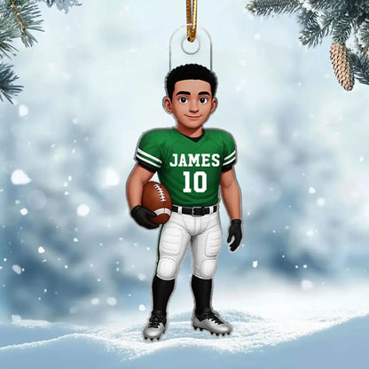 Football Boy 3D Effect – Personalized Acrylic Ornament – Custom Sports Christmas Gift for Son, Teen Boy, Grandson  Ezcustomize