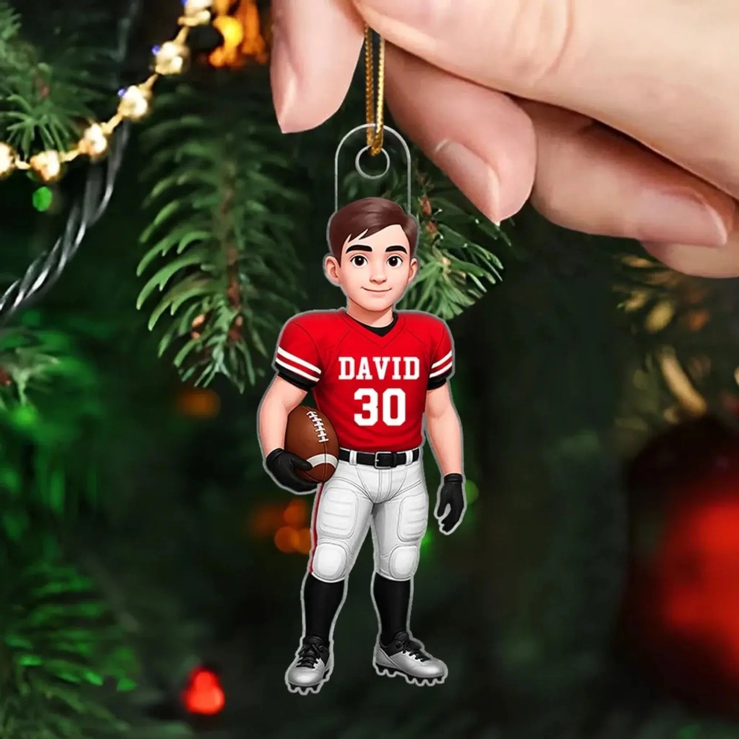 Football Boy 3D Effect – Personalized Acrylic Ornament – Custom Sports Christmas Gift for Son, Teen Boy, Grandson  Ezcustomize