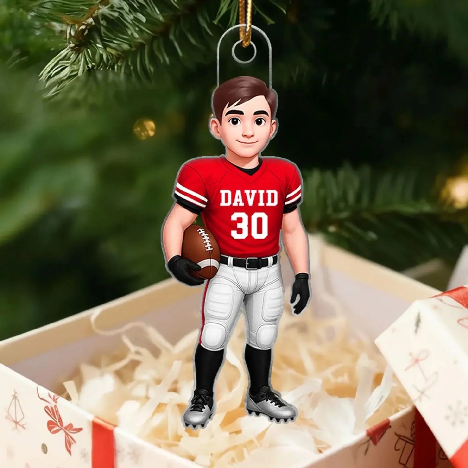 Football Boy 3D Effect – Personalized Acrylic Ornament – Custom Sports Christmas Gift for Son, Teen Boy, Grandson  Ezcustomize