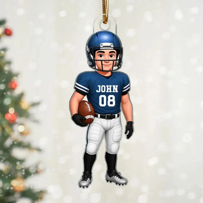 Football Boy 3D Effect – Personalized Acrylic Ornament – Custom Sports Christmas Gift for Son, Teen Boy, Grandson  Ezcustomize