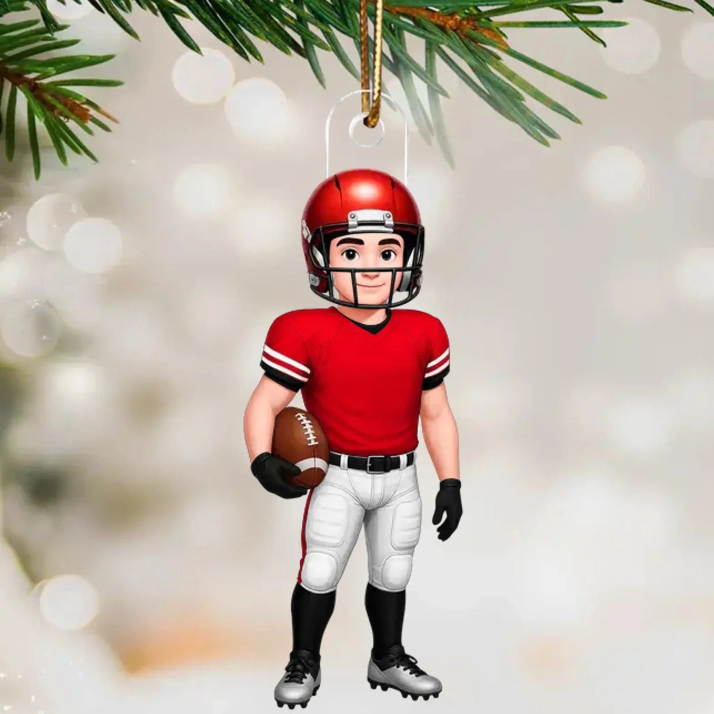 Football Boy 3D Effect – Personalized Acrylic Ornament – Custom Sports Christmas Gift for Son, Teen Boy, Grandson  Ezcustomize