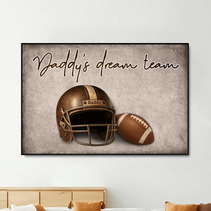 Football Dad Name Art – Personalized Poster/Canvas – Custom Father’s Day Gift with Kids’ Names for Sports-Loving Dads  Ezcustomize