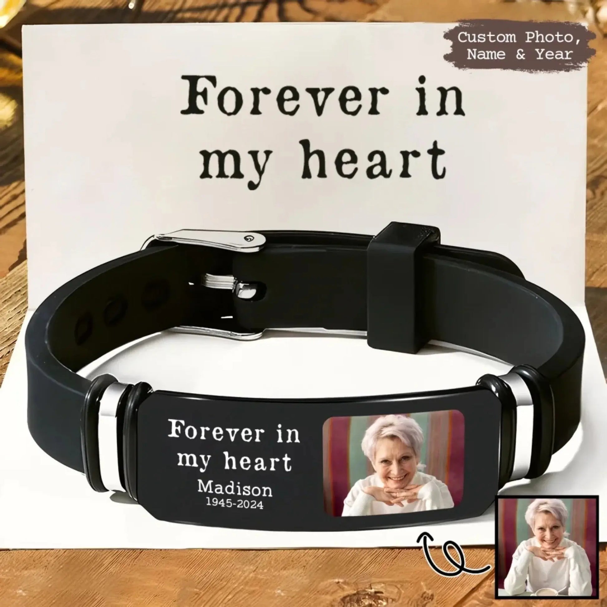Forever In My Heart - Custom Bracelet - Sympathy Gift  Ezcustomize