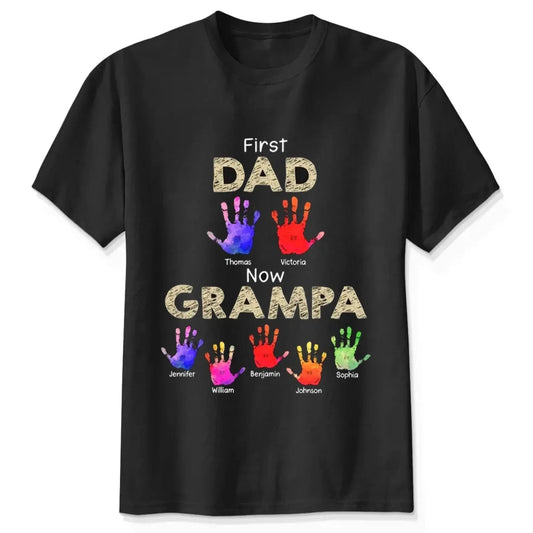 From Dad to Grandpa – Custom Handprint Back View T-Shirt – Father's Day or Birthday Gift for Dad or Grandpa  Ezcustomize