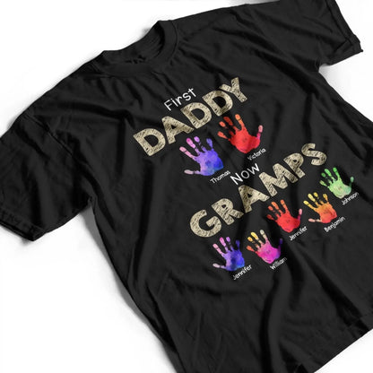From Dad to Grandpa – Custom Handprint Back View T-Shirt – Father's Day or Birthday Gift for Dad or Grandpa  Ezcustomize
