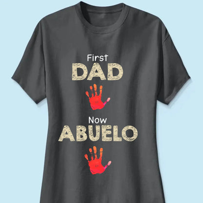 From Dad to Grandpa – Custom Handprint Back View T-Shirt – Father's Day or Birthday Gift for Dad or Grandpa  Ezcustomize