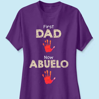 From Dad to Grandpa – Custom Handprint Back View T-Shirt – Father's Day or Birthday Gift for Dad or Grandpa  Ezcustomize