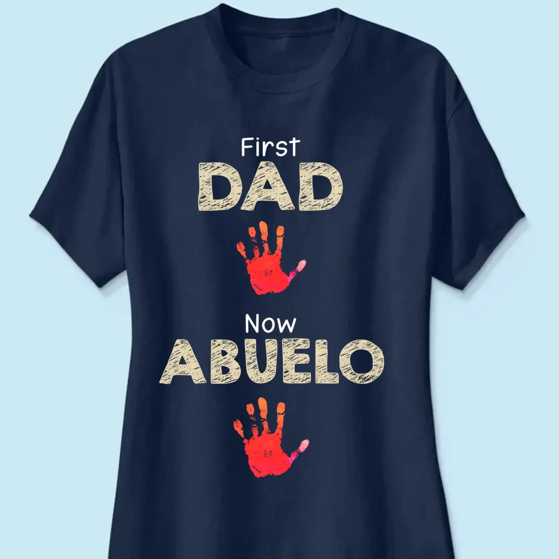 From Dad to Grandpa – Custom Handprint Back View T-Shirt – Father's Day or Birthday Gift for Dad or Grandpa  Ezcustomize