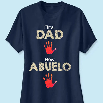 From Dad to Grandpa – Custom Handprint Back View T-Shirt – Father's Day or Birthday Gift for Dad or Grandpa  Ezcustomize