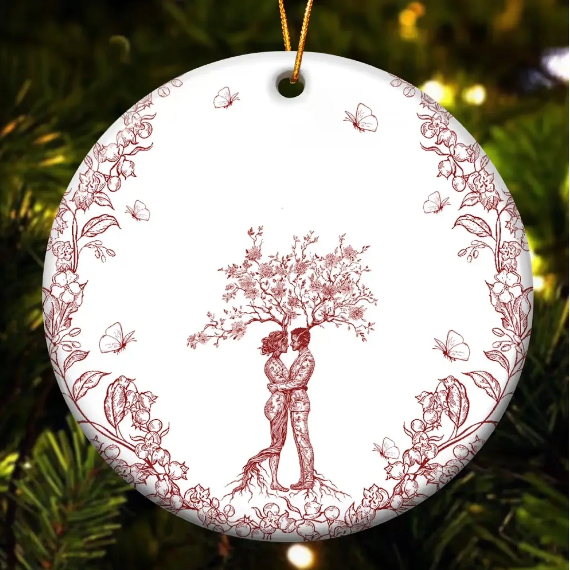 From Our First Kiss Till Our Last Breath Toile de Jouy – Personalized Ceramic Ornament – Romantic Christmas Gift for Couples & Partners  Ezcustomize