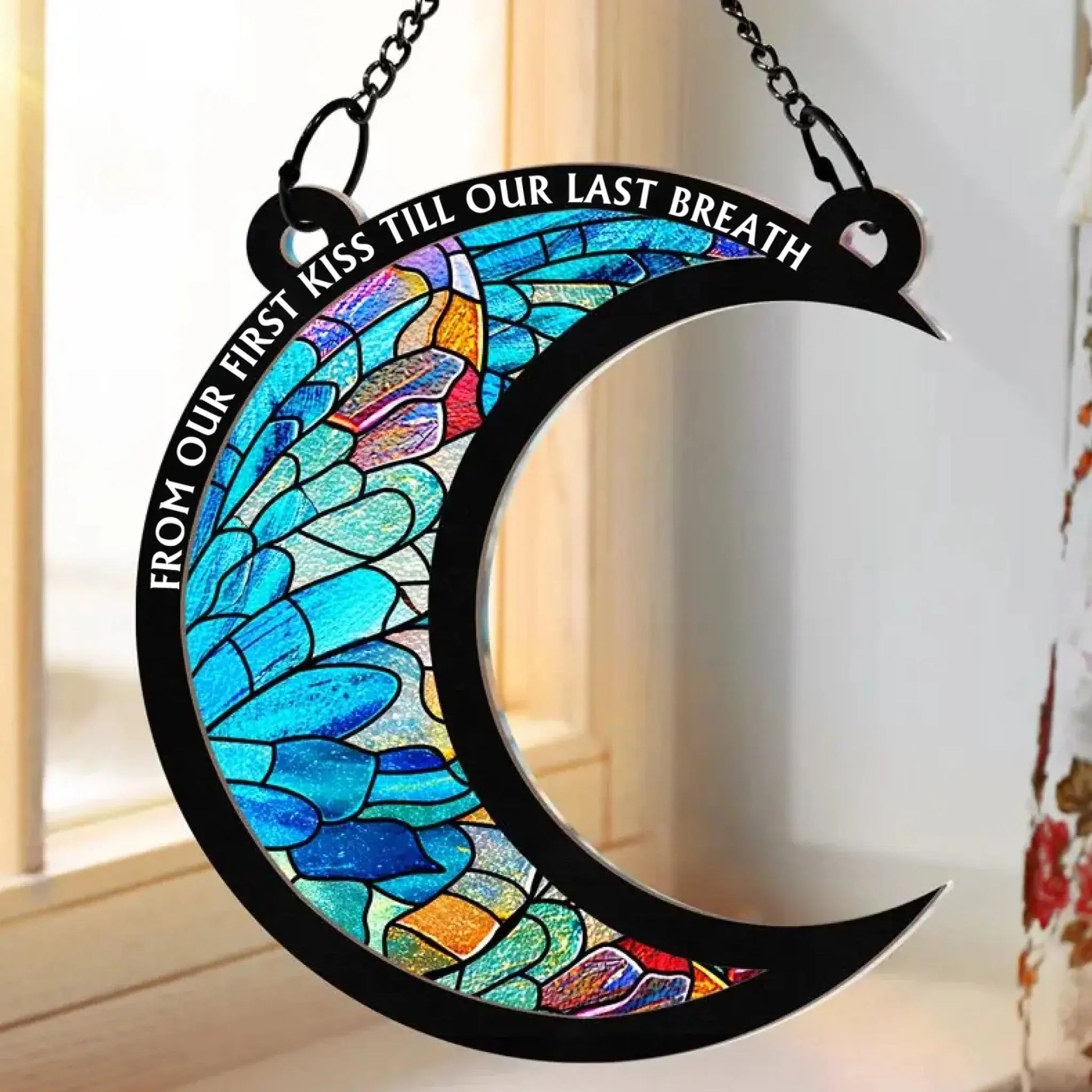 From Our First Kiss Till Our Last Breath – Personalized Window Hanging Suncatcher Ornament – Romantic Anniversary Gift for Couples  Ezcustomize