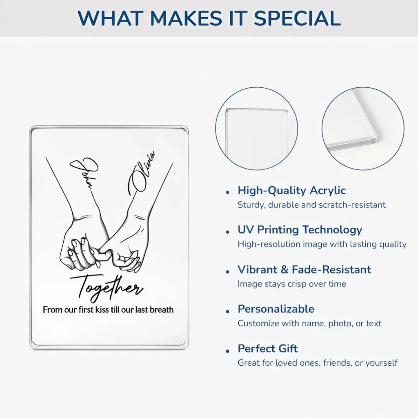 From Our First Kiss to Our Last Breath Personalized Acrylic Plaque – Romantic Custom Gift for Couples, Anniversary Home Decor  Ezcustomize