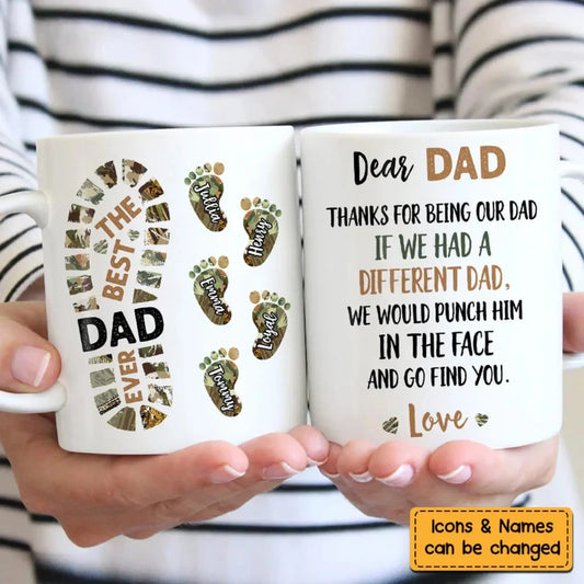 Funny Dad Footprint Mug – Personalized Gift from Kids with Names & Icons, “If We Had a Different Dad” Quote  Ezcustomize