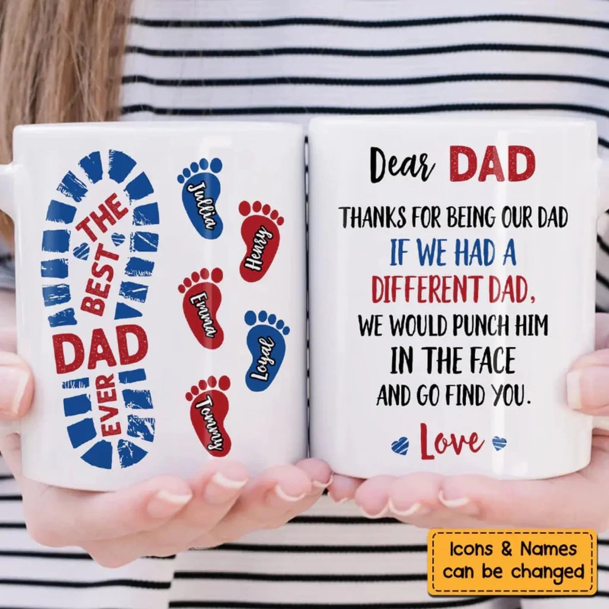 Funny Dad Footprint Mug – Personalized Gift from Kids with Names & Icons, “If We Had a Different Dad” Quote  Ezcustomize