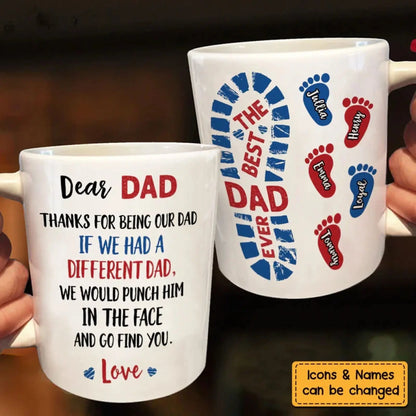 Funny Dad Footprint Mug – Personalized Gift from Kids with Names & Icons, “If We Had a Different Dad” Quote  Ezcustomize