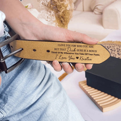 Funny Handmade Belt Gift For Husband, Custom Engraved Leather Belt Grooms Men, Anniversary Gift  Ezcustomize