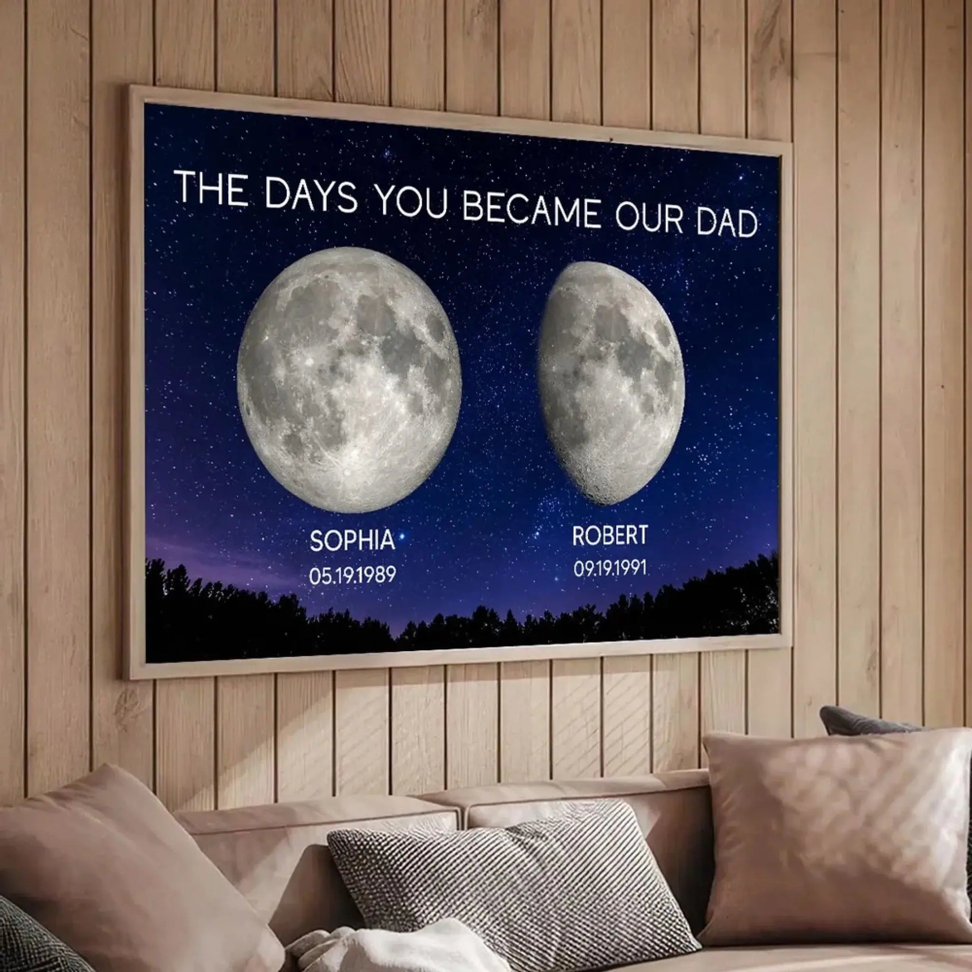 Galaxy Night Custom Birth Moon – The Days You Became Our Dad – Personalized Poster, Heartfelt Father’s Day Gift for Dad or Husband  Ezcustomize