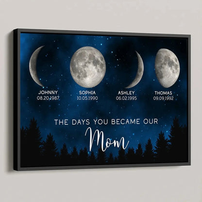 Galaxy Night Moon Phase Art – Personalized “The Days You Became Our Mom” Poster – Birthday or Just Because Gift for Mom  Ezcustomize