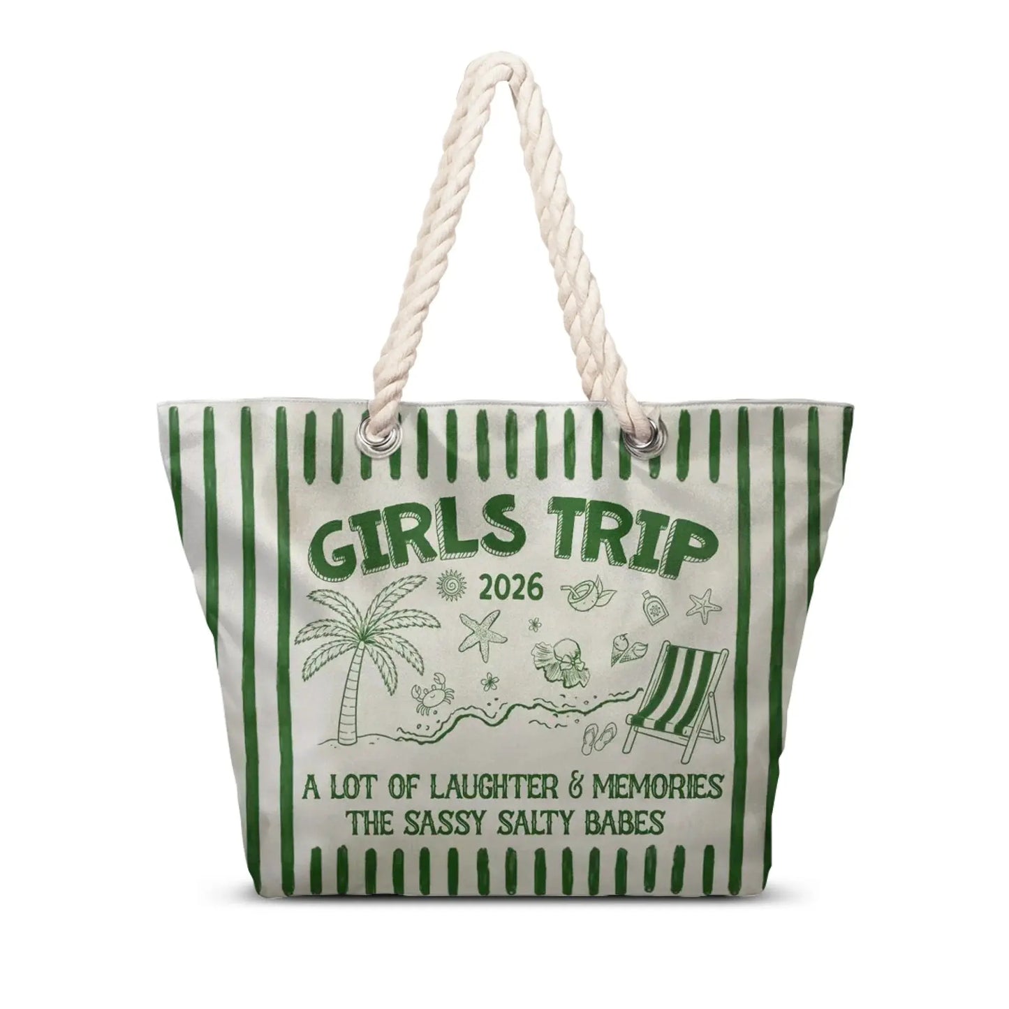Girls Trip 2026 Laughter & Memories The Sassy Salty Babes - Personalized Beach Bag - Gift for Women, Best Friends, Besties, Travelers, Retirees