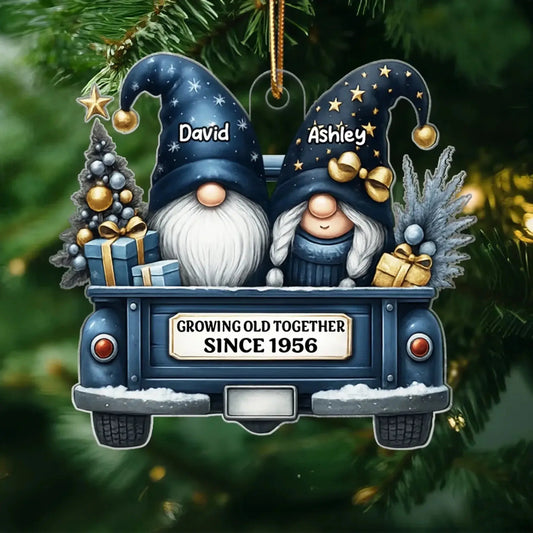 Gnome Couple Growing Old Together – Personalized Acrylic Christmas Ornament – Romantic Holiday Keepsake Gift for Couples in Love  Ezcustomize