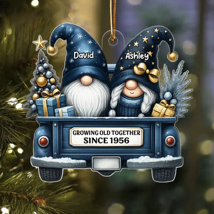Gnome Couple Growing Old Together – Personalized Acrylic Christmas Ornament – Romantic Holiday Keepsake Gift for Couples in Love  Ezcustomize