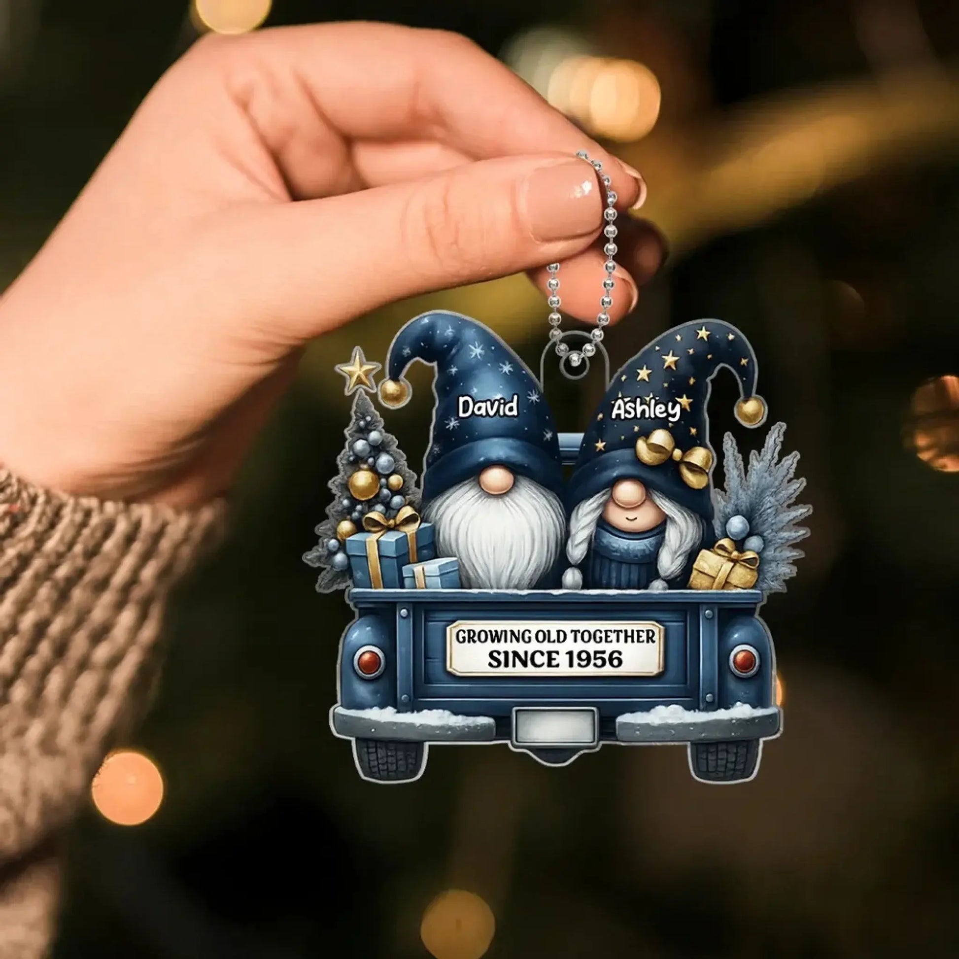 Gnome Couple Growing Old Together – Personalized Acrylic Christmas Ornament – Romantic Holiday Keepsake Gift for Couples in Love  Ezcustomize