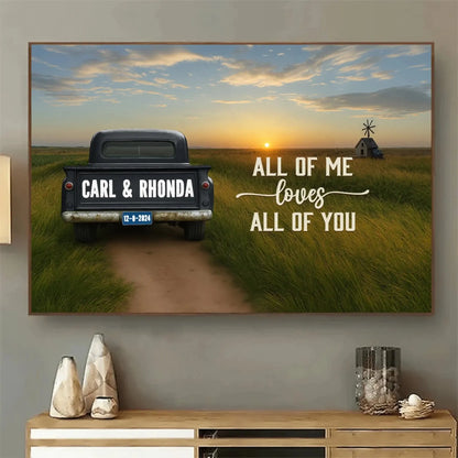 God Blessed The Broken Road Canvas, Personalized Vintage Truck with Couple Names, Wedding Anniversary Gift, Valentine Gift For Wife, Husband  Ezcustomize