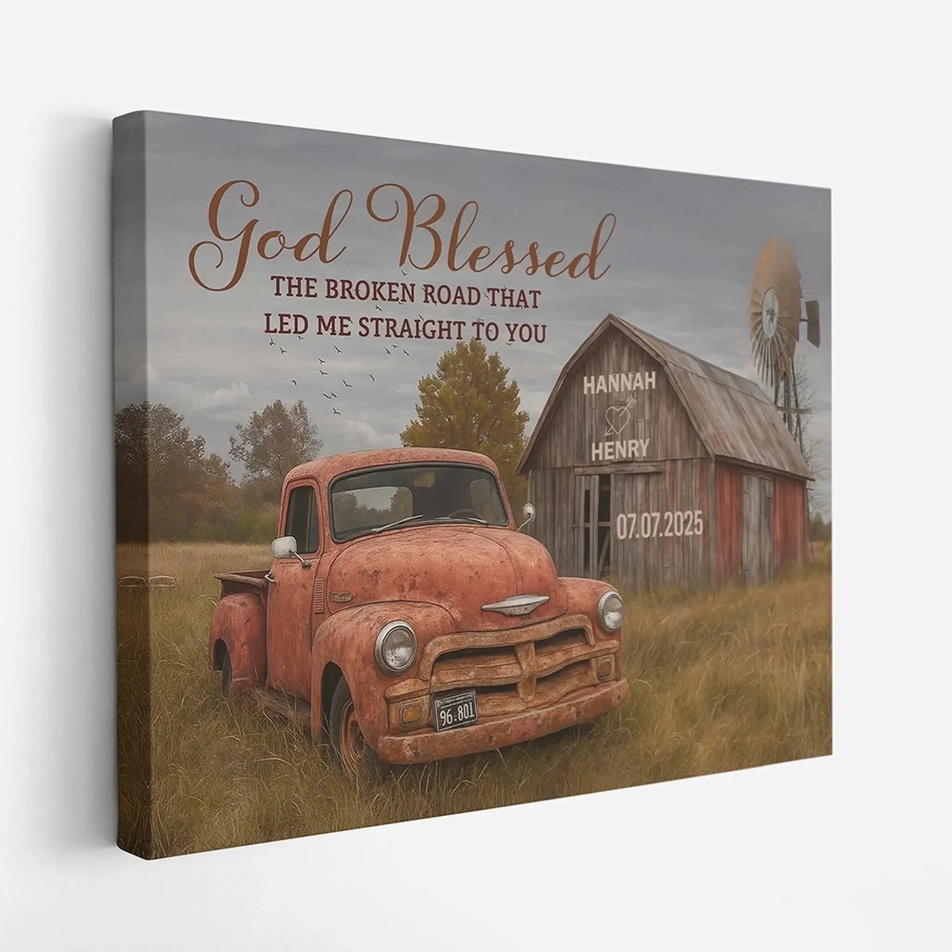 God Blessed The Broken Road That Led Me Straight To You – Personalized Farmhouse Wall Art, Gift for Couples, Anniversary or Valentine's Day  Ezcustomize