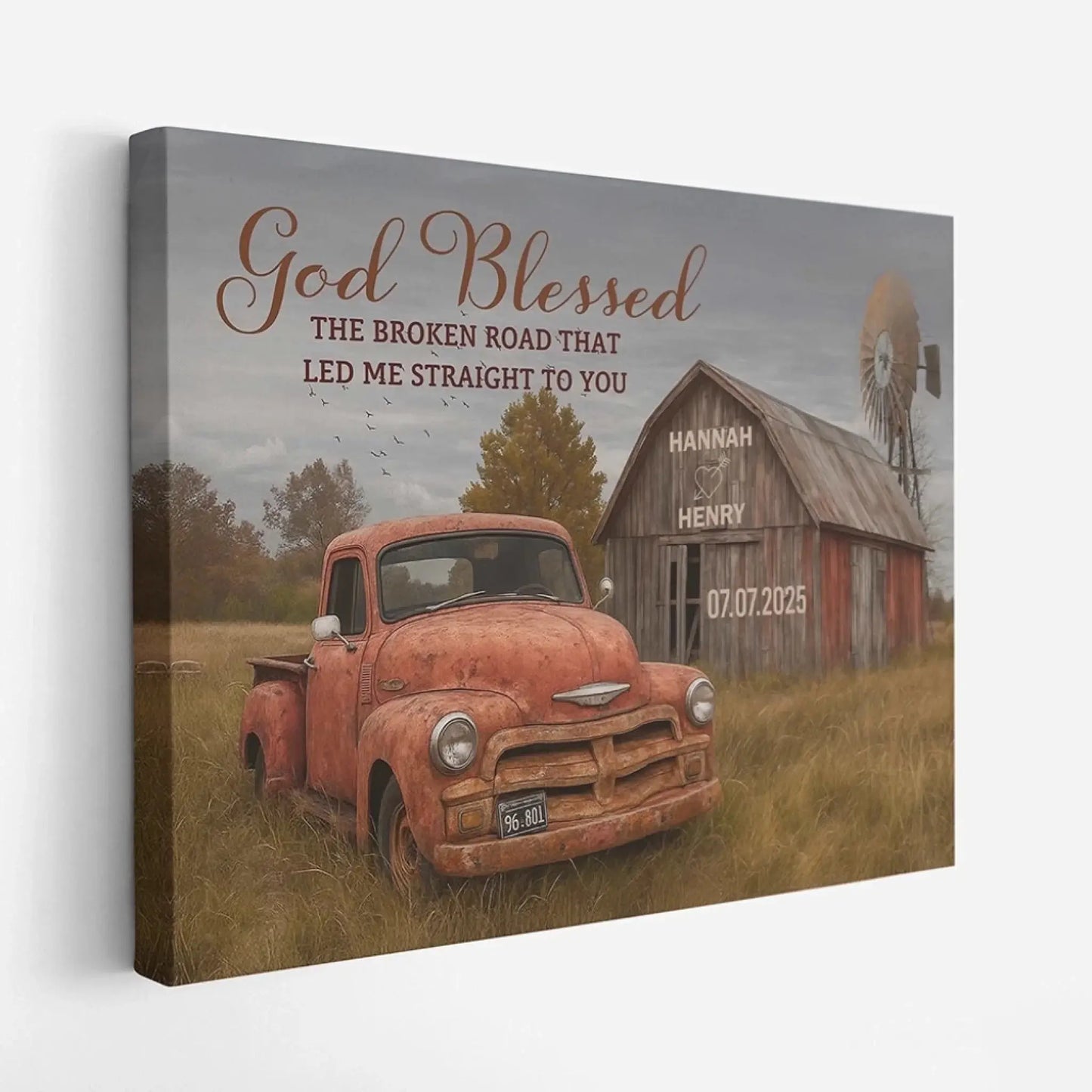 God Blessed The Broken Road That Led Me Straight To You – Personalized Farmhouse Wall Art, Gift for Couples, Anniversary or Valentine's Day  Ezcustomize