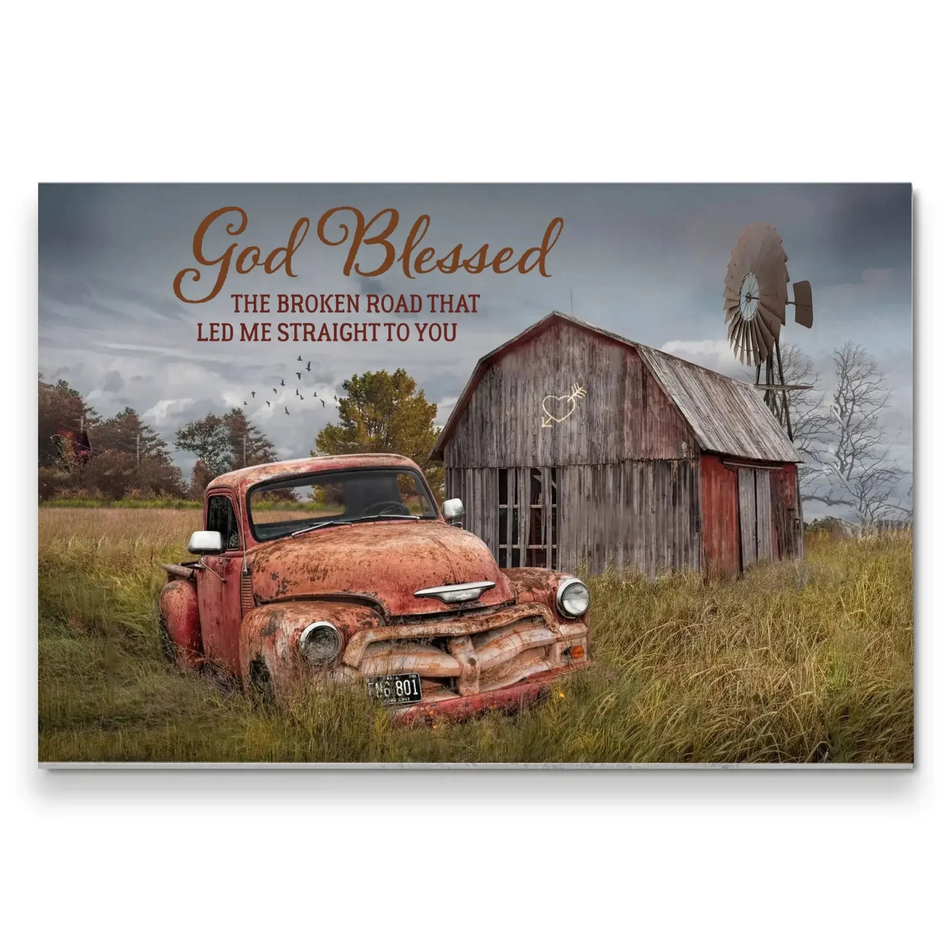 God Blessed The Broken Road That Led Me Straight To You – Personalized Farmhouse Wall Art, Gift for Couples, Anniversary or Valentine's Day  Ezcustomize