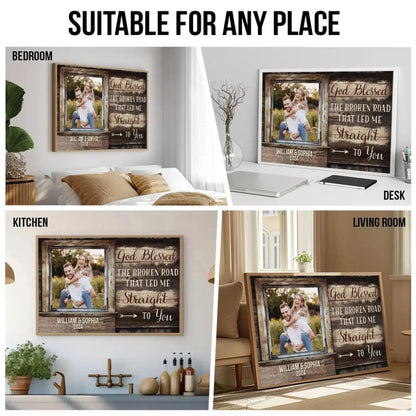 God Blessed The Broken Road – Custom Photo Poster/Canvas with Names – Personalized Religious Couple Gift for Anniversary or Valentine’s Day  Ezcustomize
