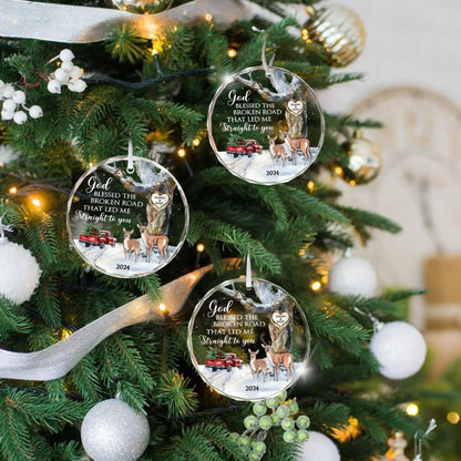 God Blessed The Broken Road – Personalized Christmas Glass Ornament – Romantic Holiday Decoration & Meaningful Gift for Couples  Ezcustomize