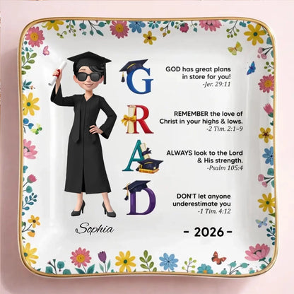 God Has Great Plans Bible Verses - Personalized Ceramic Dish - Gift for Daughter, Granddaughter, Student, Graduate  Ezcustomize