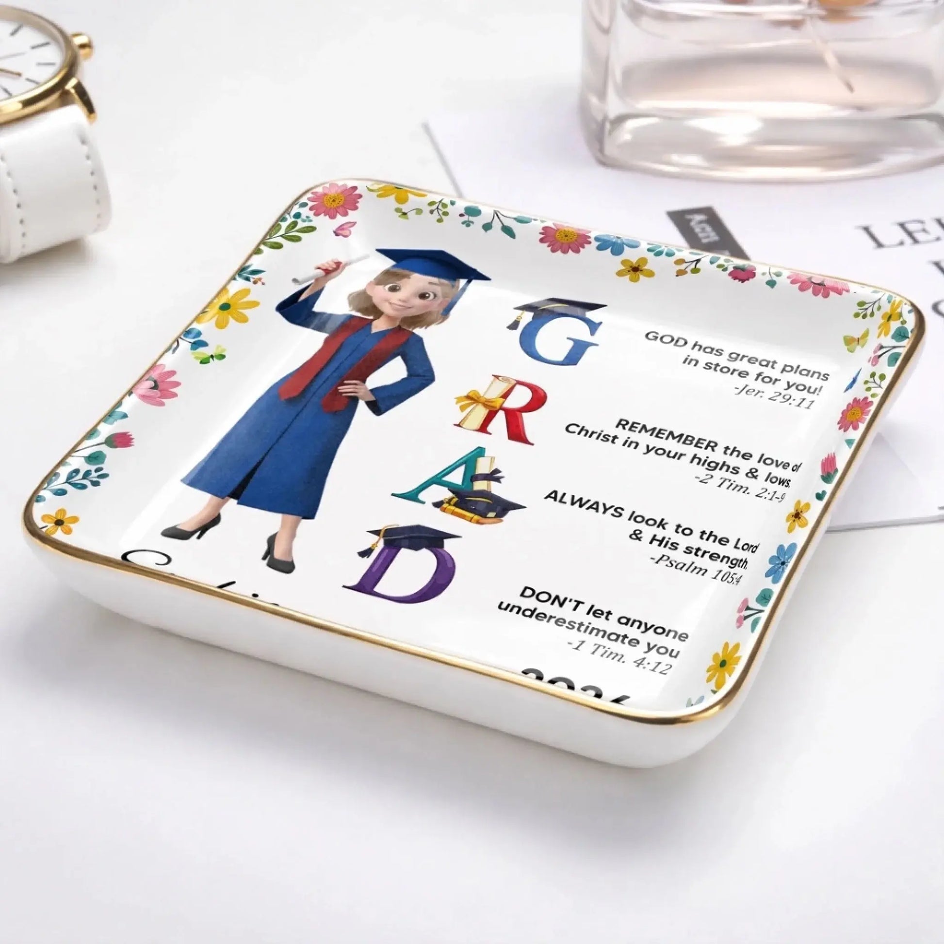 God Has Great Plans Bible Verses - Personalized Ceramic Dish - Gift for Daughter, Granddaughter, Student, Graduate  Ezcustomize