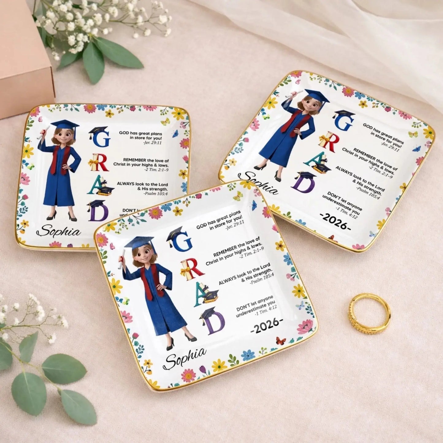 God Has Great Plans Bible Verses - Personalized Ceramic Dish - Gift for Daughter, Granddaughter, Student, Graduate  Ezcustomize