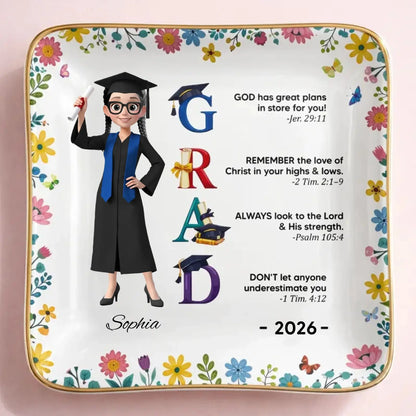 God Has Great Plans Bible Verses - Personalized Ceramic Dish - Gift for Daughter, Granddaughter, Student, Graduate  Ezcustomize