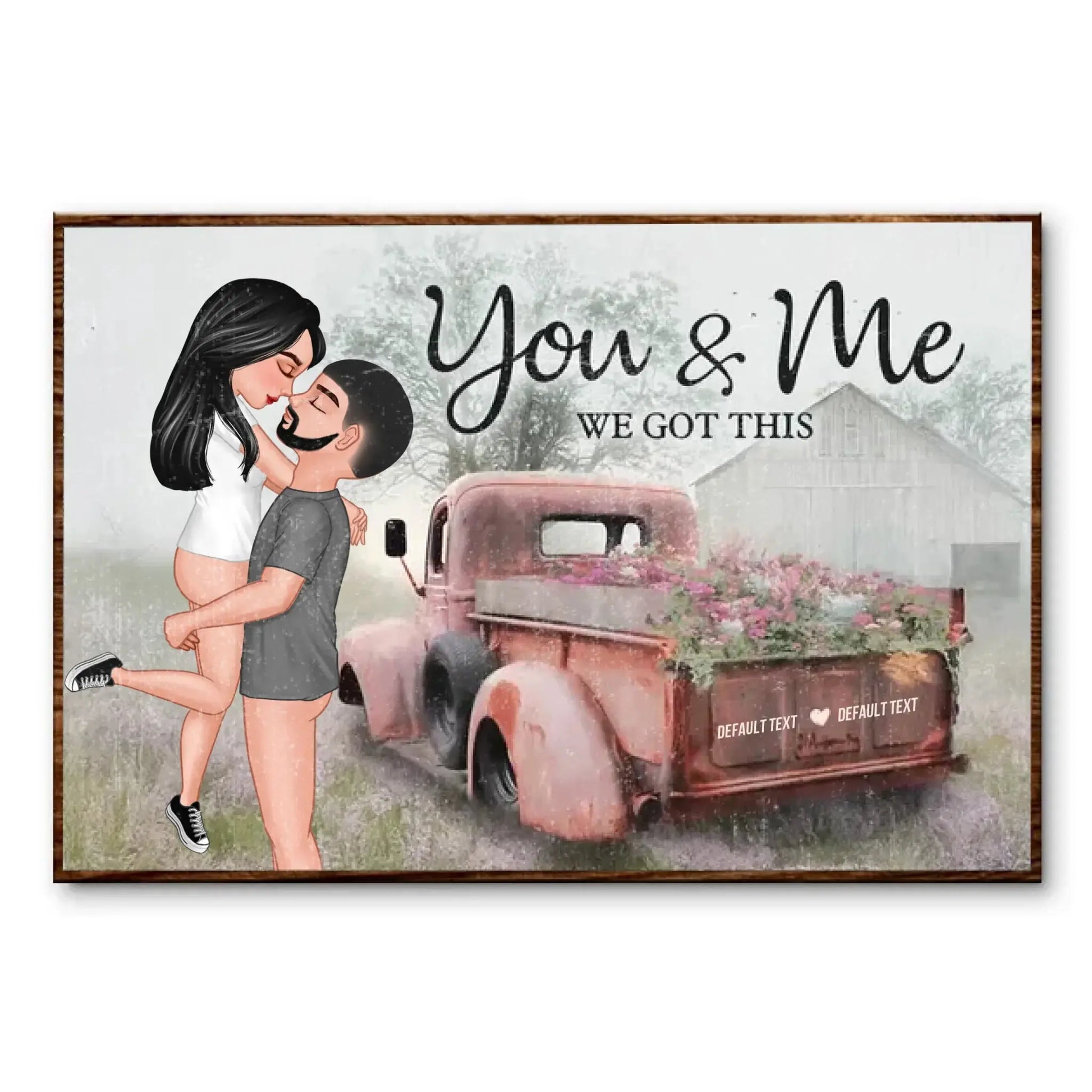 God Knew My Heart Needed You – Personalized Hugging Couple Red Truck Canvas, Romantic Farmhouse Wall Art Gift for Him or Her  Ezcustomize