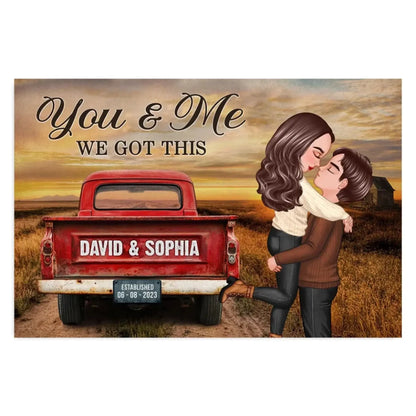 God Knew My Heart Needed You – Personalized Red Truck Couple Canvas, Rustic Love Gift for Wife or Husband  Ezcustomize