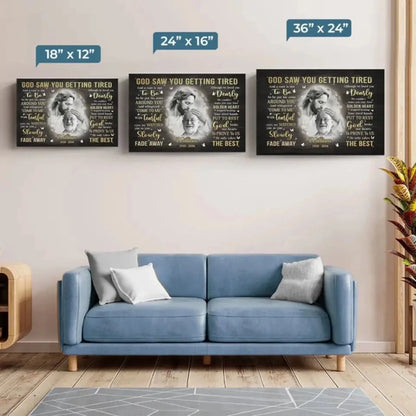 "God Saw You Getting Tired" Memorial Photo Art – Personalized Poster/Canvas – Custom Sympathy Gift for Family Members  Ezcustomize