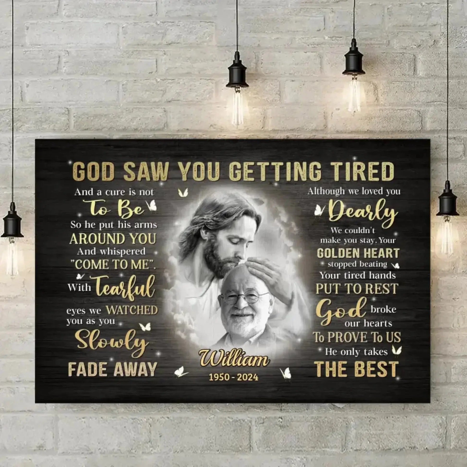 "God Saw You Getting Tired" Memorial Photo Art – Personalized Poster/Canvas – Custom Sympathy Gift for Family Members  Ezcustomize