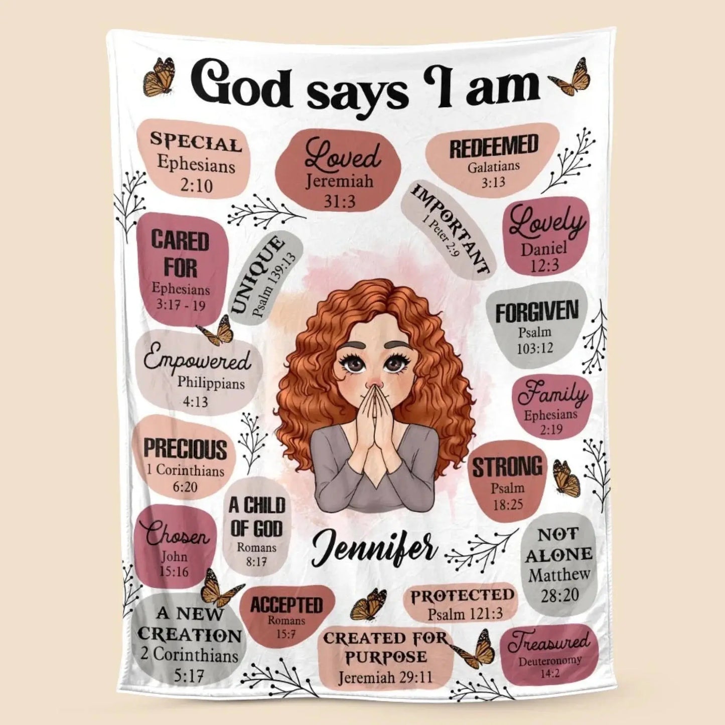 God Says I Am Affirmation – Personalized Christian Blanket Throw – Meaningful Birthday & Encouragement Faith Gift for Her or Loved Ones  Ezcustomize