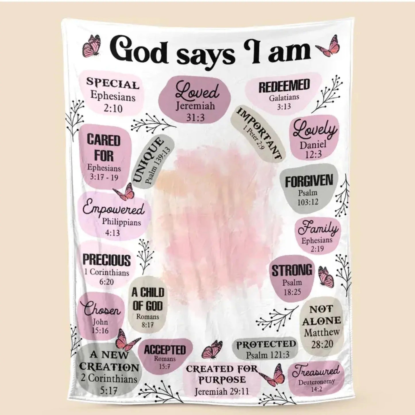 God Says I Am Affirmation – Personalized Christian Blanket Throw – Meaningful Birthday & Encouragement Faith Gift for Her or Loved Ones  Ezcustomize