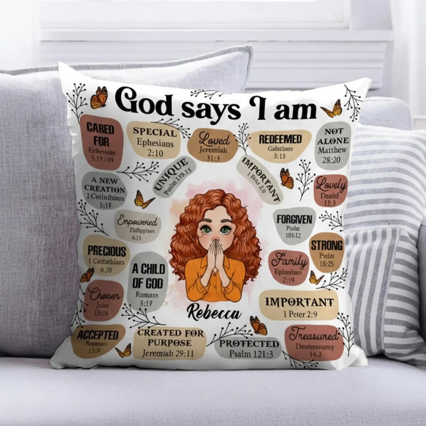 God Says I Am Affirmation – Personalized Christian Throw Pillow Cushion – Meaningful Birthday, Christmas & Faith Encouragement Gift for Women  Ezcustomize