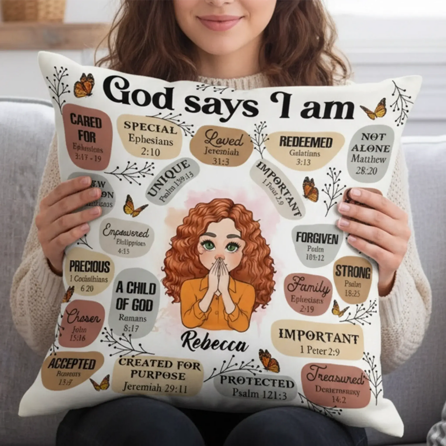 God Says I Am Affirmation – Personalized Christian Throw Pillow Cushion – Meaningful Birthday, Christmas & Faith Encouragement Gift for Women  Ezcustomize